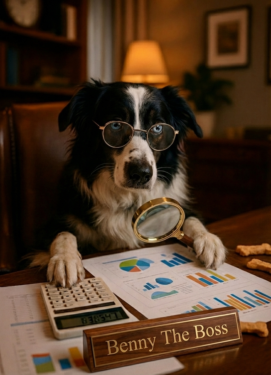 Benny with magnifying glass